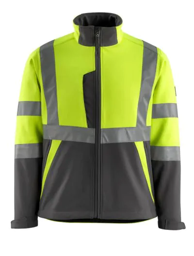 Softshell jakke m/fleece Gul/Mørk Actracit Safe Light Str. M Mascot
