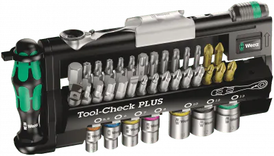 Tool-Check plus bitssæt med toppe og skraldenøgle Wera