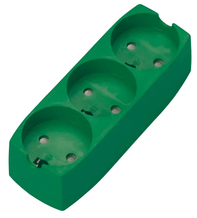 Stikdåse 3-stik m/j u/ledning grøn Schneider